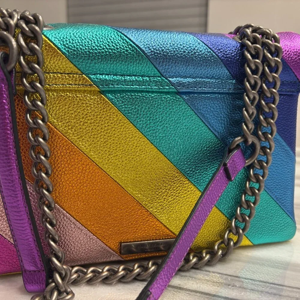 Kurt Geiger London Kensington Metallic Multicolor Leather Bag - with Tags - Picture 3 of 6